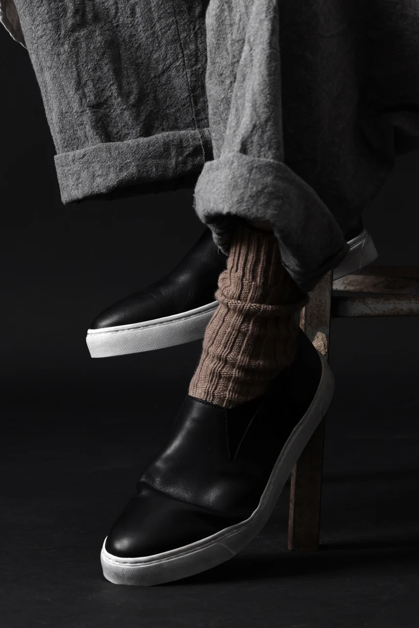 Portaille LOW SLIP SHOES / WAXED HORSE (BLACK x DUST WHITE) - Image 43