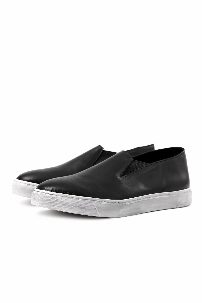 Portaille LOW SLIP SHOES / WAXED HORSE (BLACK x DUST WHITE) - Image 5