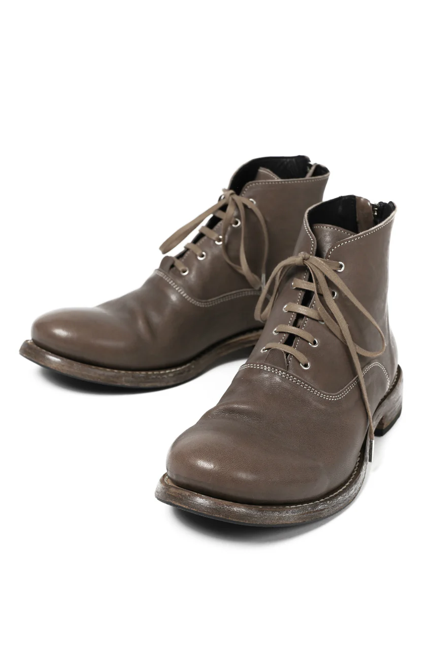 Portaille "one make" Lace Up Back Zip Boots (Soft Tanned Horse Leather / TAUPE) - Image 2