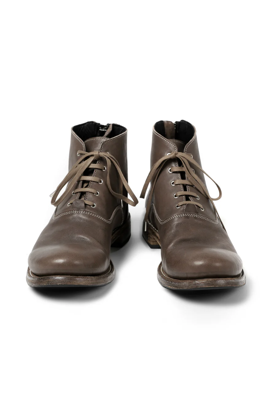 Portaille "one make" Lace Up Back Zip Boots (Soft Tanned Horse Leather / TAUPE) - Image 4