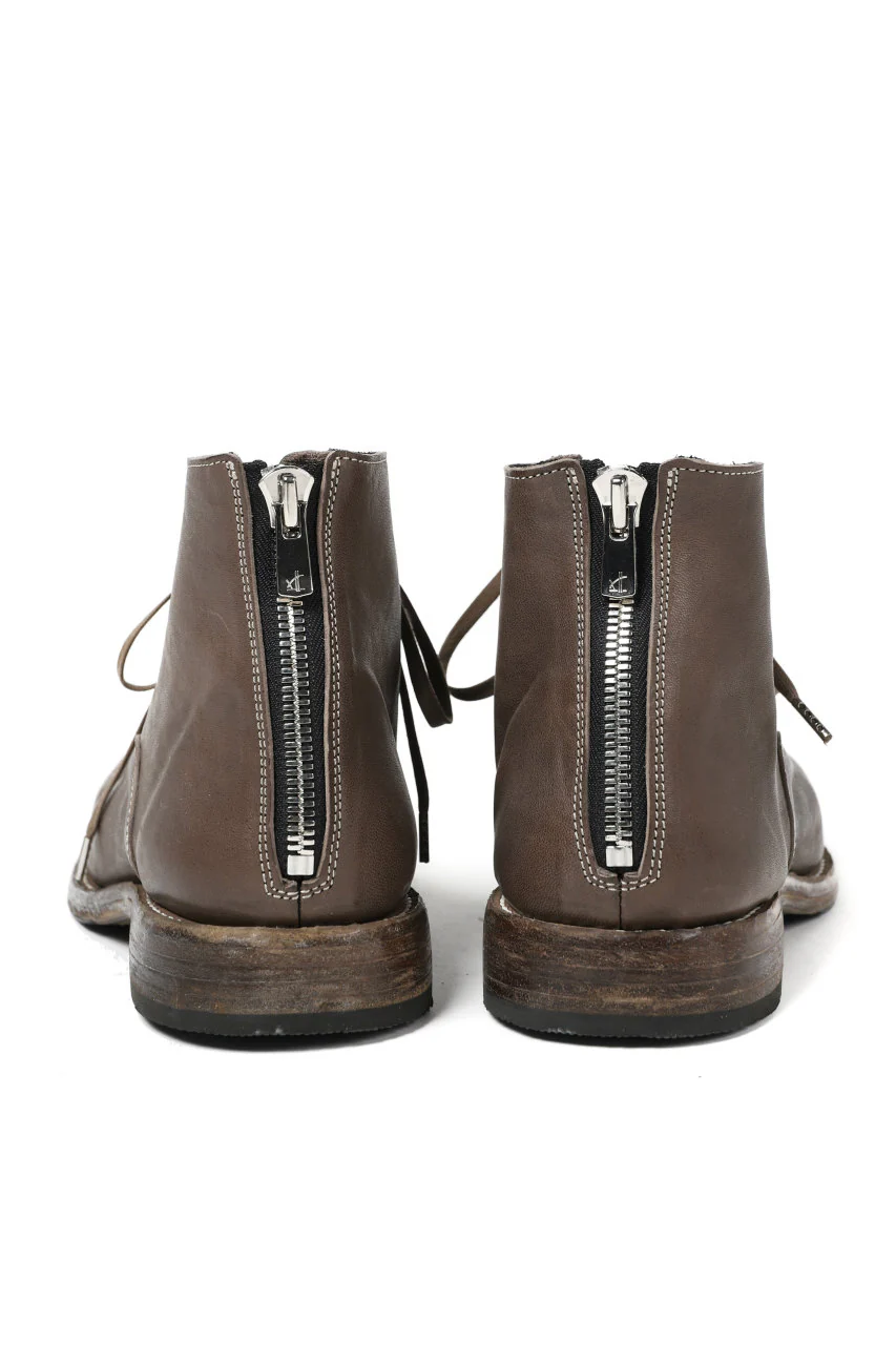 Portaille "one make" Lace Up Back Zip Boots (Soft Tanned Horse Leather / TAUPE) - Image 9
