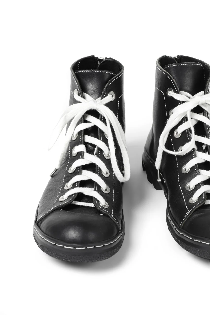 Portaille "one make" Lace Up Back Zip VB Shoes (JAPAN Vachetta Leather / BLACK) - Image 12