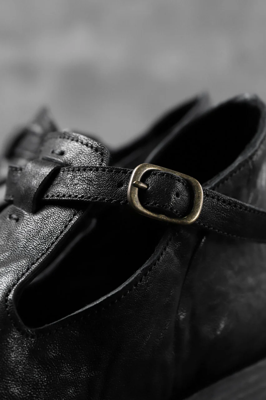 Portaille "one make" Strap Shoes (Heat Shrink Horse Leather / BLACK) - Image 12