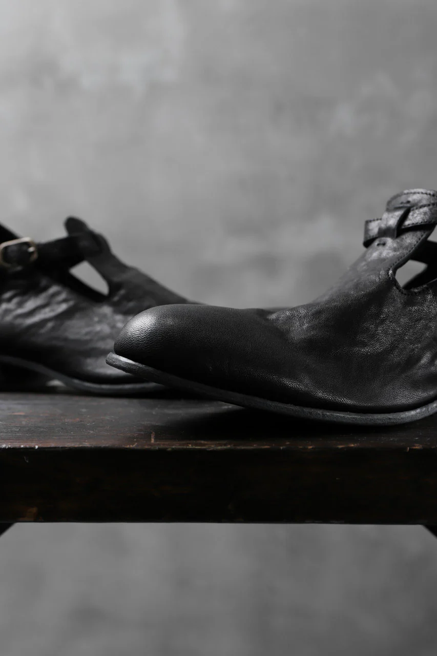 Portaille "one make" Strap Shoes (Heat Shrink Horse Leather / BLACK) - Image 13