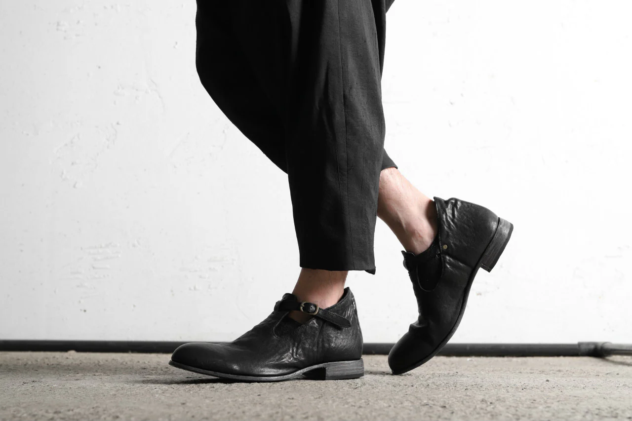 Portaille "one make" Strap Shoes (Heat Shrink Horse Leather / BLACK) - Image 18