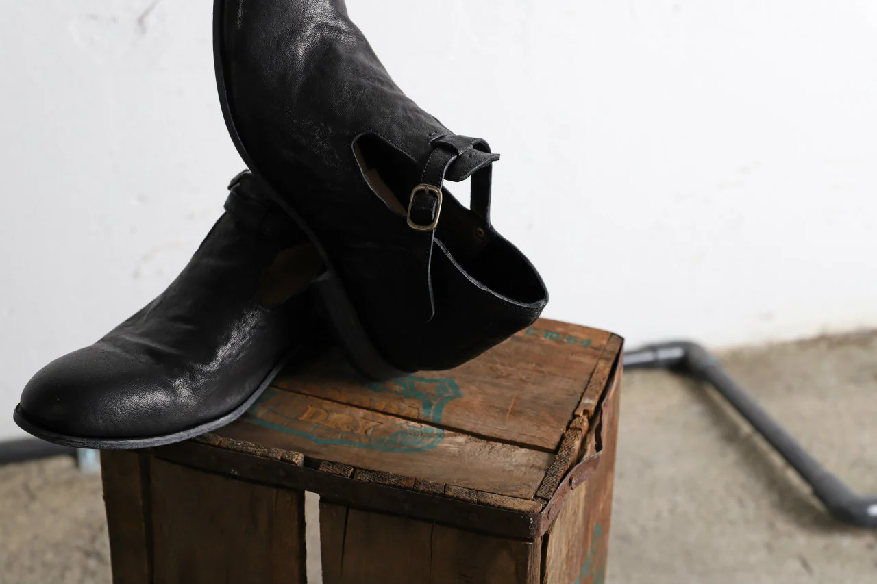 Portaille "one make" Strap Shoes (Heat Shrink Horse Leather / BLACK) - Image 22
