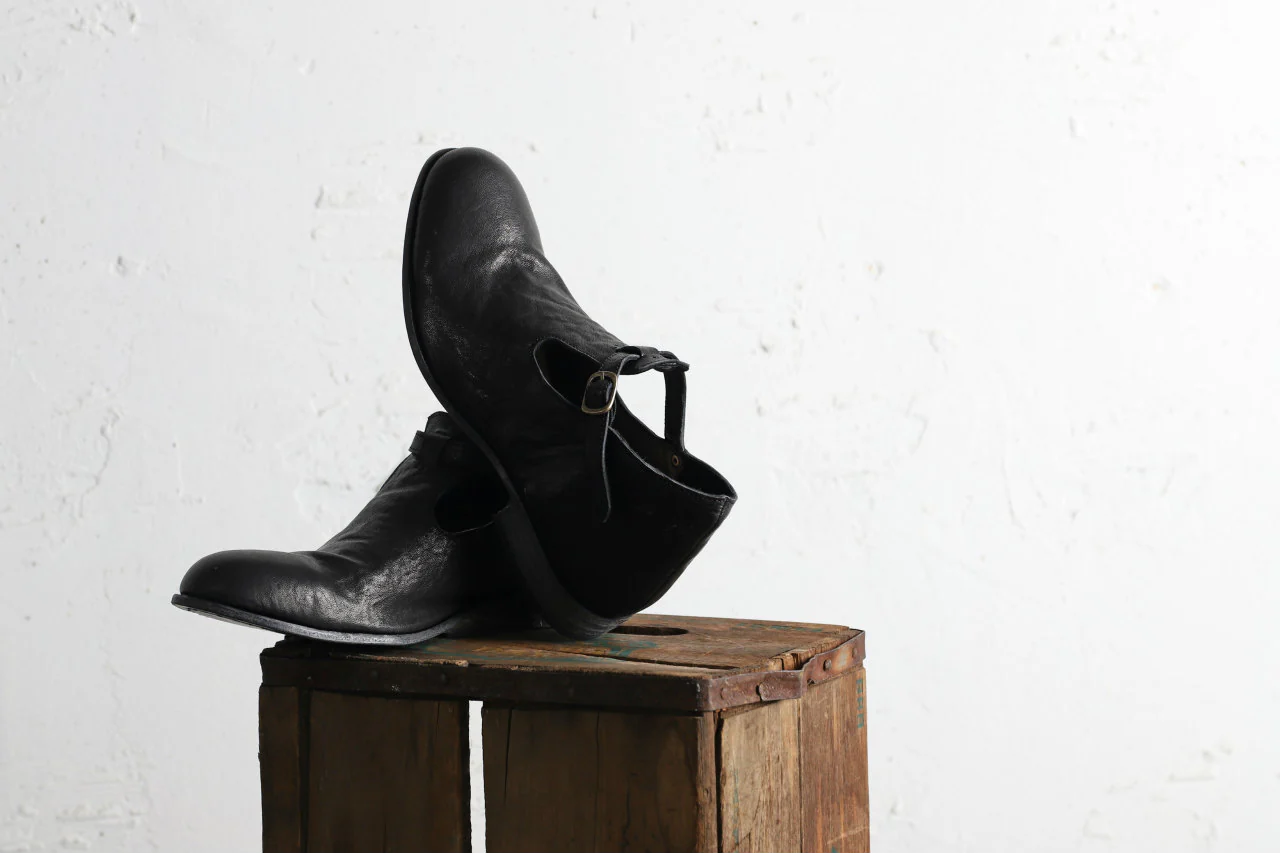 Portaille "one make" Strap Shoes (Heat Shrink Horse Leather / BLACK) - Image 23