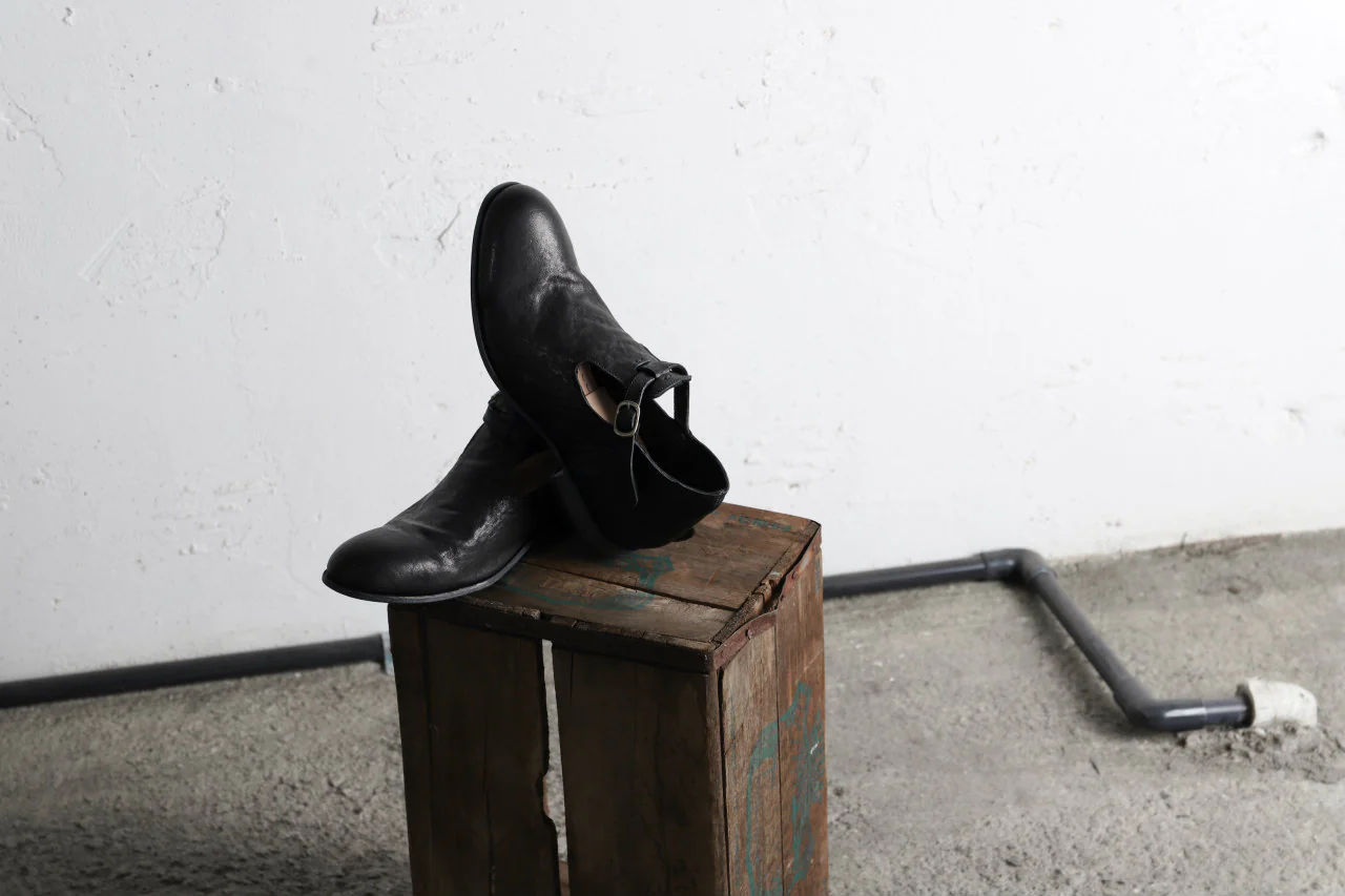 Portaille "one make" Strap Shoes (Heat Shrink Horse Leather / BLACK) - Image 24