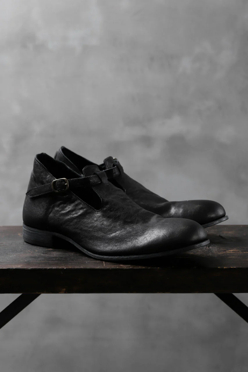 Portaille "one make" Strap Shoes (Heat Shrink Horse Leather / BLACK) - Image 3