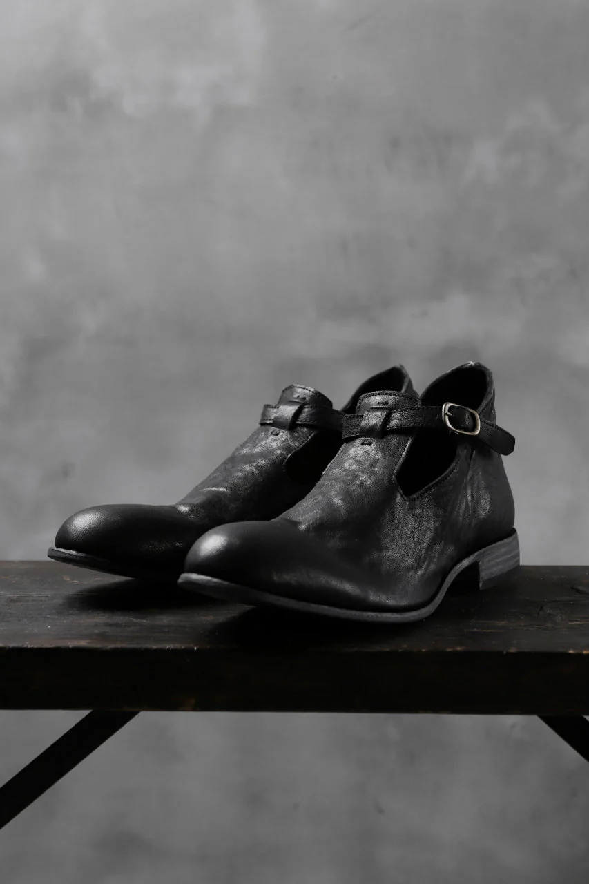 Portaille "one make" Strap Shoes (Heat Shrink Horse Leather / BLACK) - Image 4
