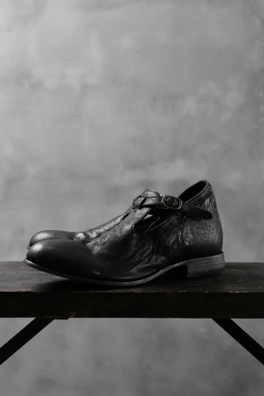 Portaille "one make" Strap Shoes (Heat Shrink Horse Leather / BLACK) - Image 5