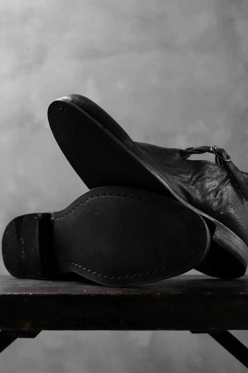 Portaille "one make" Strap Shoes (Heat Shrink Horse Leather / BLACK) - Image 7