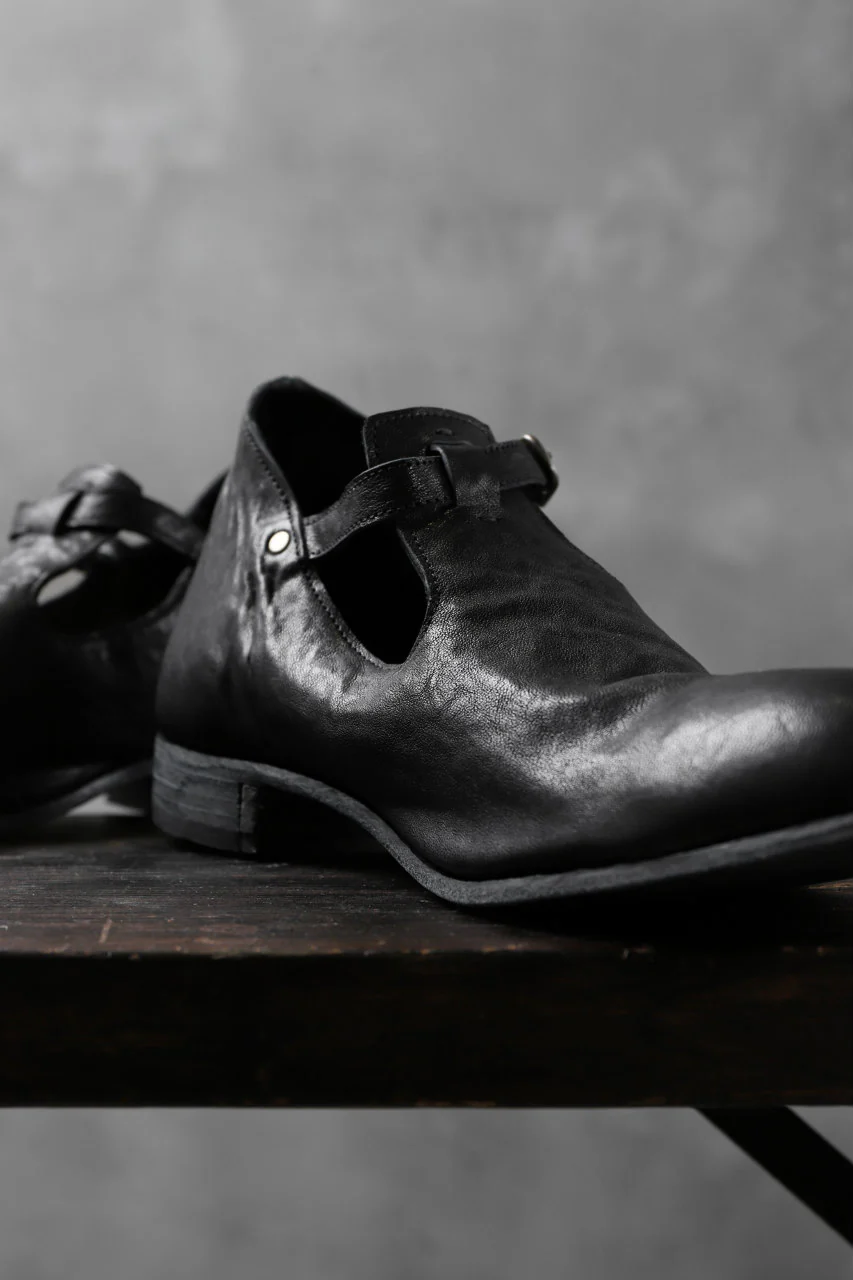 Portaille "one make" Strap Shoes (Heat Shrink Horse Leather / BLACK) - Image 8