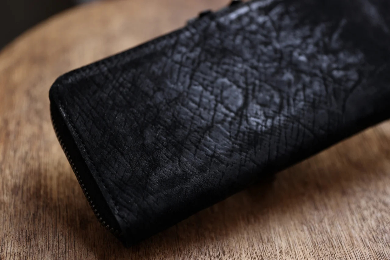 Portaille ROUND ZIP LONG WALLET / CORDOVAN SPLIT (BLACK #A) - Image 26