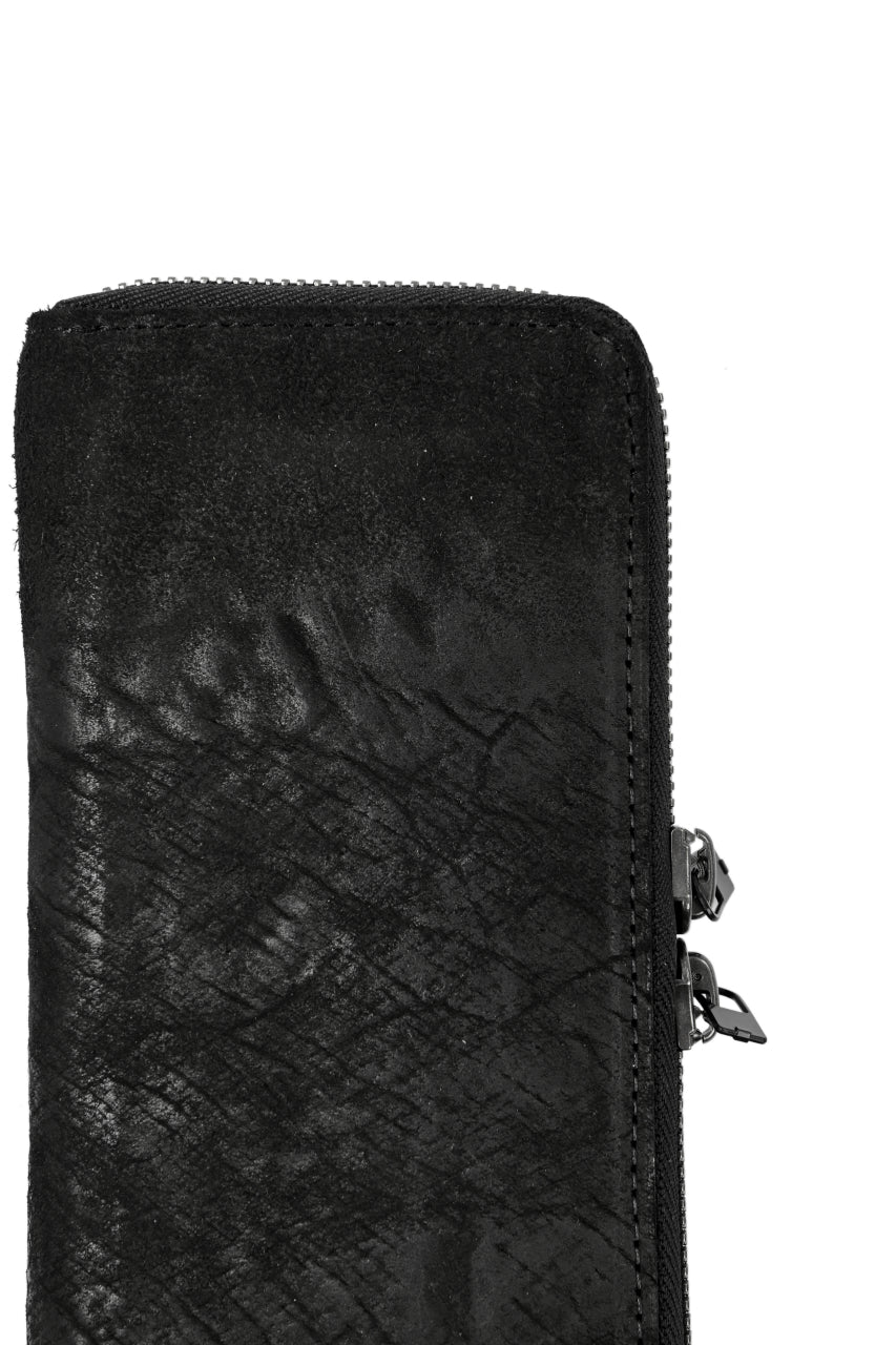 Portaille ROUND ZIP LONG WALLET / CORDOVAN SPLIT (BLACK #A) - Image 3