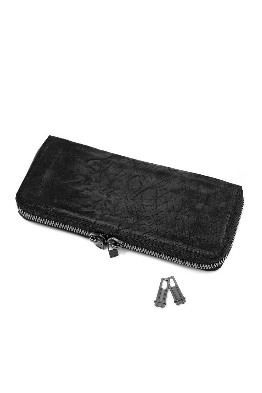 Portaille ROUND ZIP LONG WALLET / CORDOVAN SPLIT (BLACK #A) - Image 4
