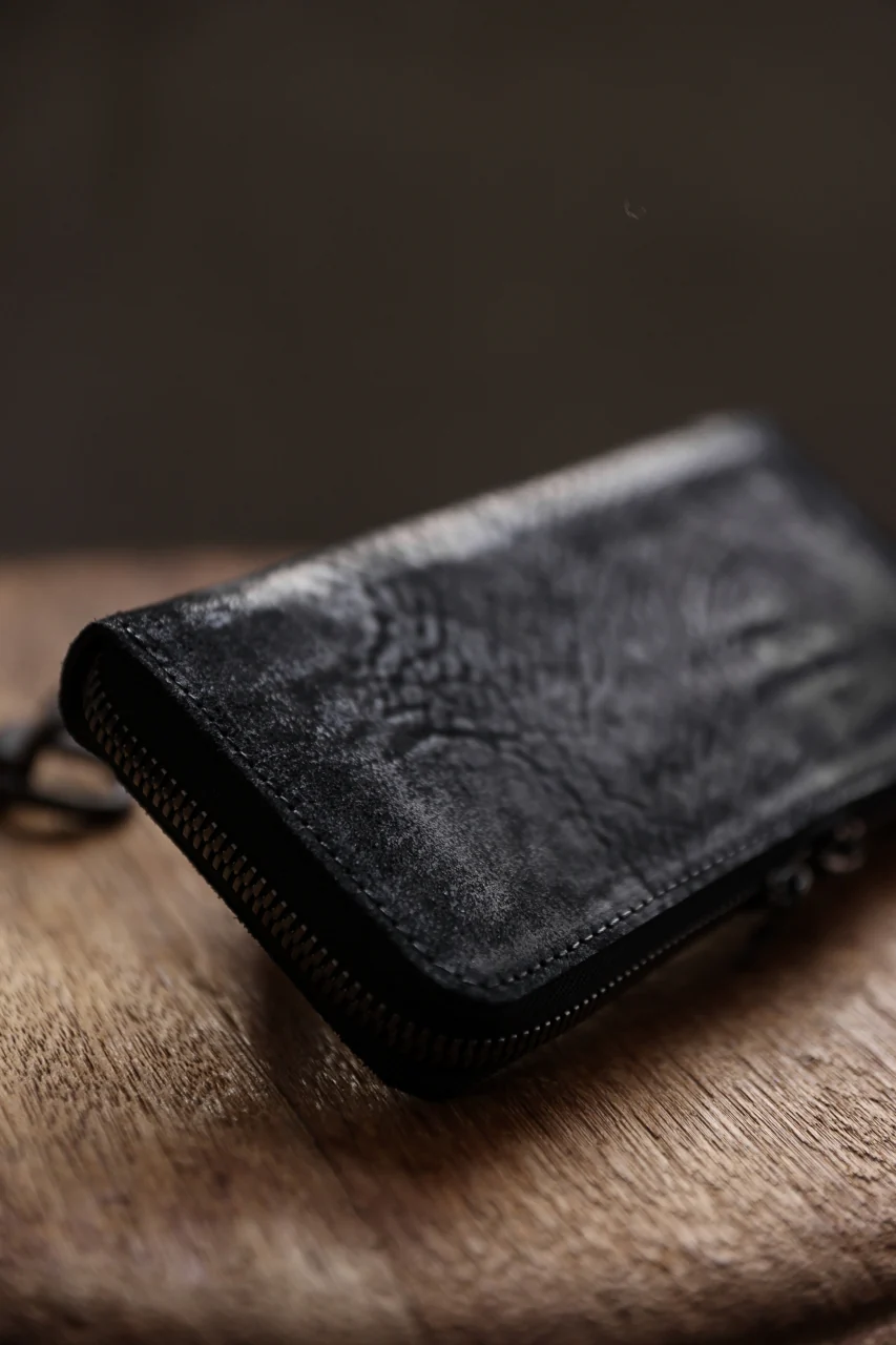 Portaille ROUND ZIP LONG WALLET / CORDOVAN SPLIT (BLACK #B) - Image 24