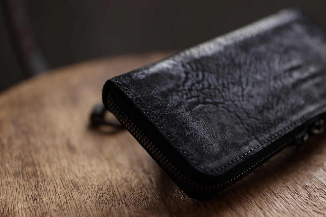 Portaille ROUND ZIP LONG WALLET / CORDOVAN SPLIT (BLACK #B) - Image 31
