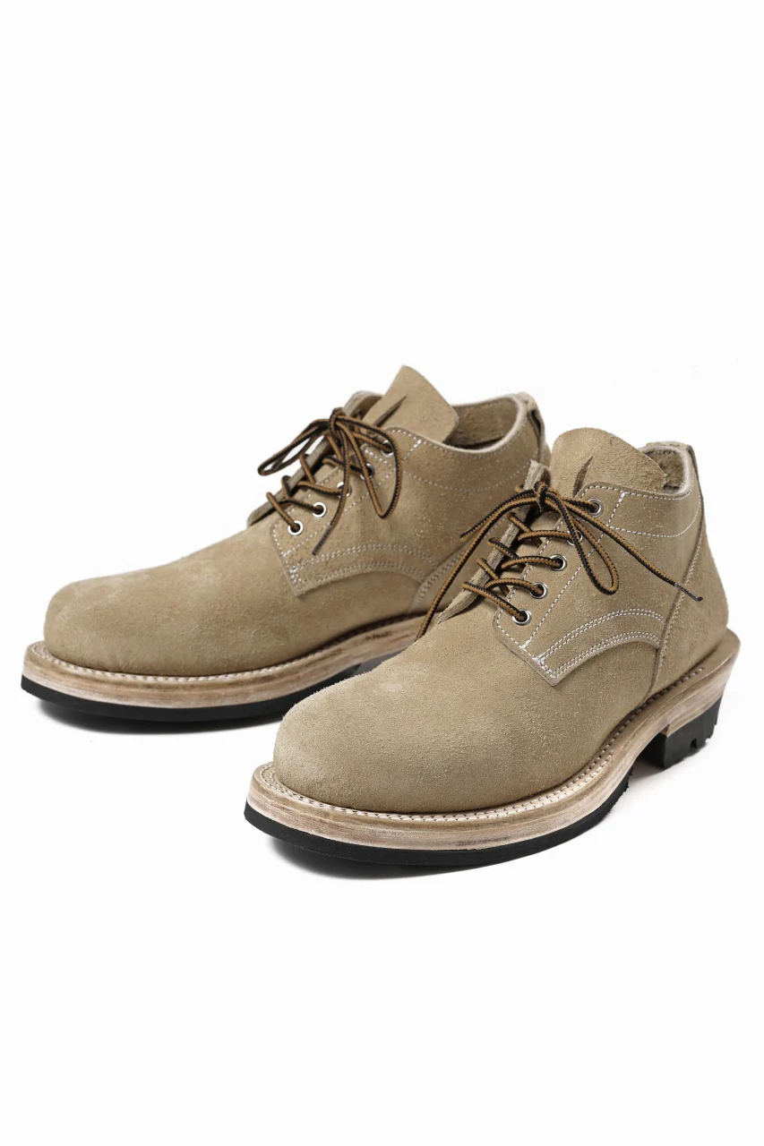 Portaille x LOOM exclusive DOUBLE STITCHED WELT WORKING DERBY / BOX CALF SUEDE (SAND BEIGE) - Image 2