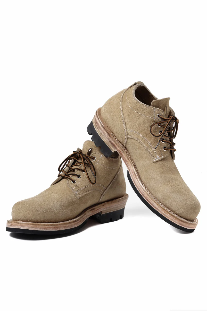 Portaille x LOOM exclusive DOUBLE STITCHED WELT WORKING DERBY / BOX CALF SUEDE (SAND BEIGE) - Image 4