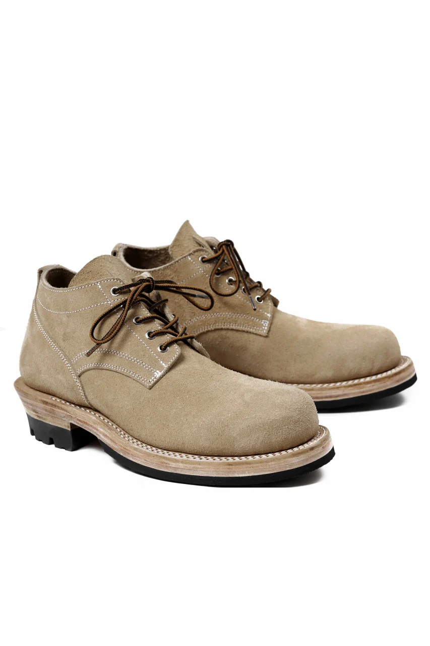 Portaille x LOOM exclusive DOUBLE STITCHED WELT WORKING DERBY / BOX CALF SUEDE (SAND BEIGE) - Image 8