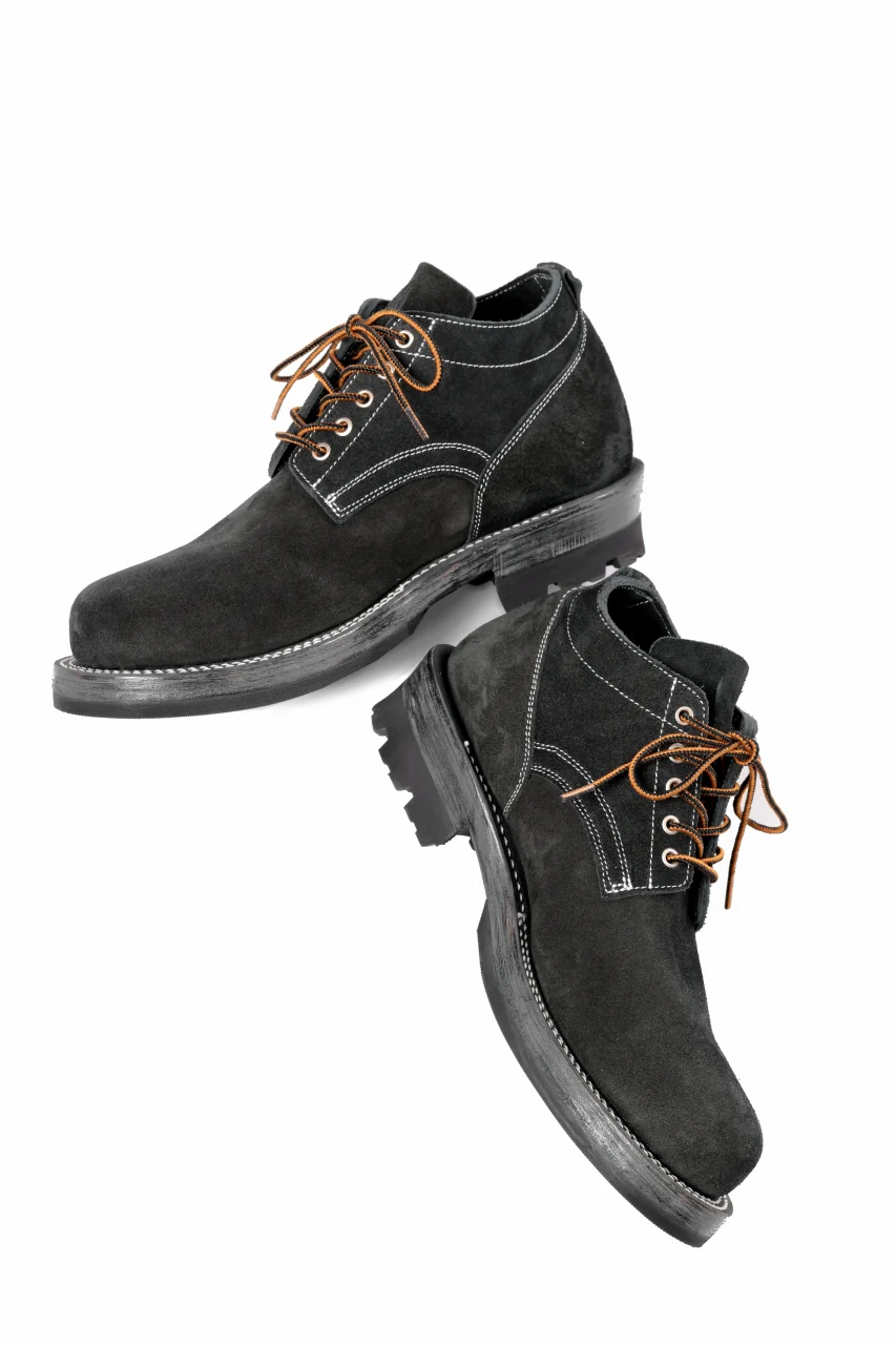 Portaille x LOOM exclusive DOUBLE STITCHED WELT WORKING DERBY / BOX CALF SUEDE (BLACK) - Image 13