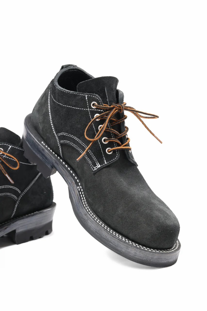 Portaille x LOOM exclusive DOUBLE STITCHED WELT WORKING DERBY / BOX CALF SUEDE (BLACK) - Image 16