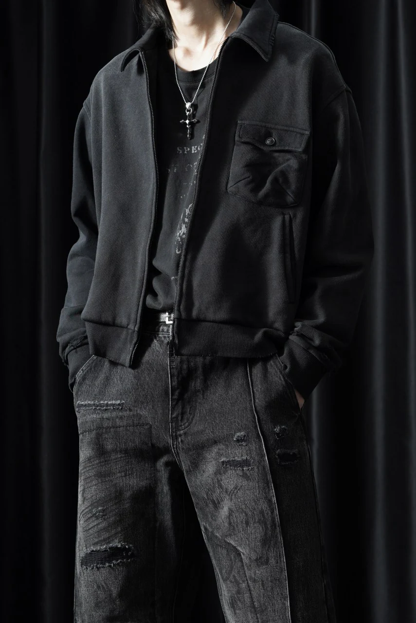 Professor.E AGED SINGLE POCKET JACKET (WASHED BLACK)