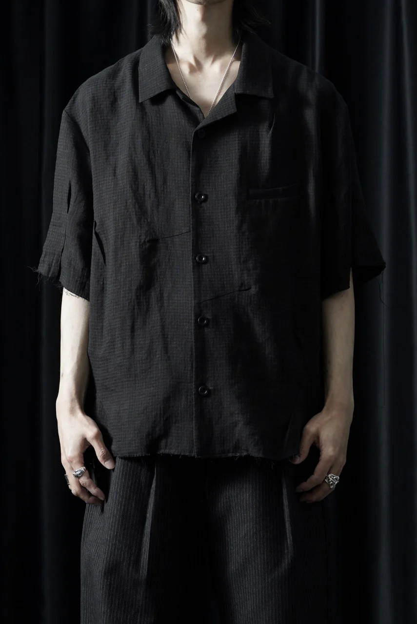 Professor.E CHECK SHORT SLEEVE SHIRT (BLACK) - Image 3