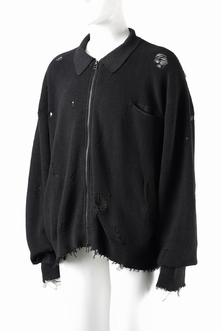 Professor.E DESTROYED KNIT JACKET (BLACK) - Image 3