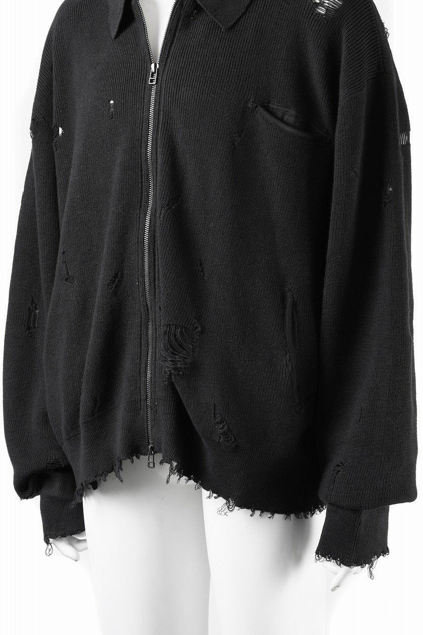 Professor.E DESTROYED KNIT JACKET (BLACK) - Image 7
