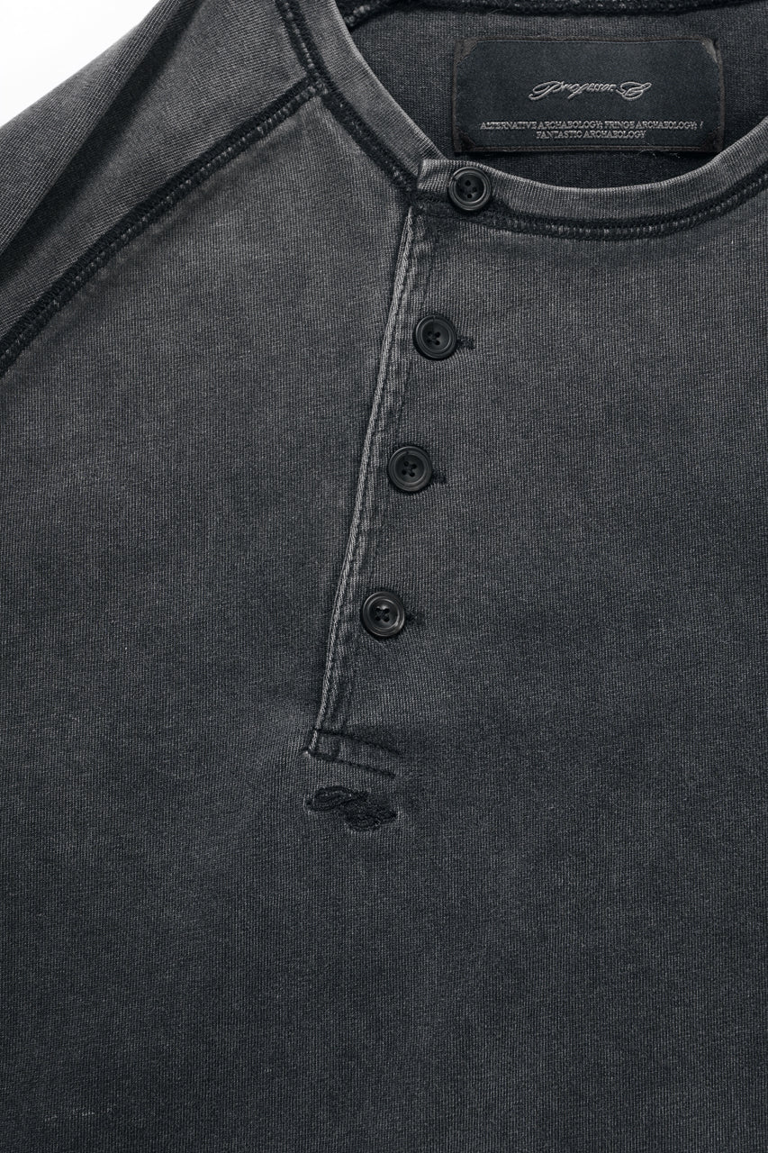 Professor.E FADED HENLEY L/S TEE (BLACK) - Image 6