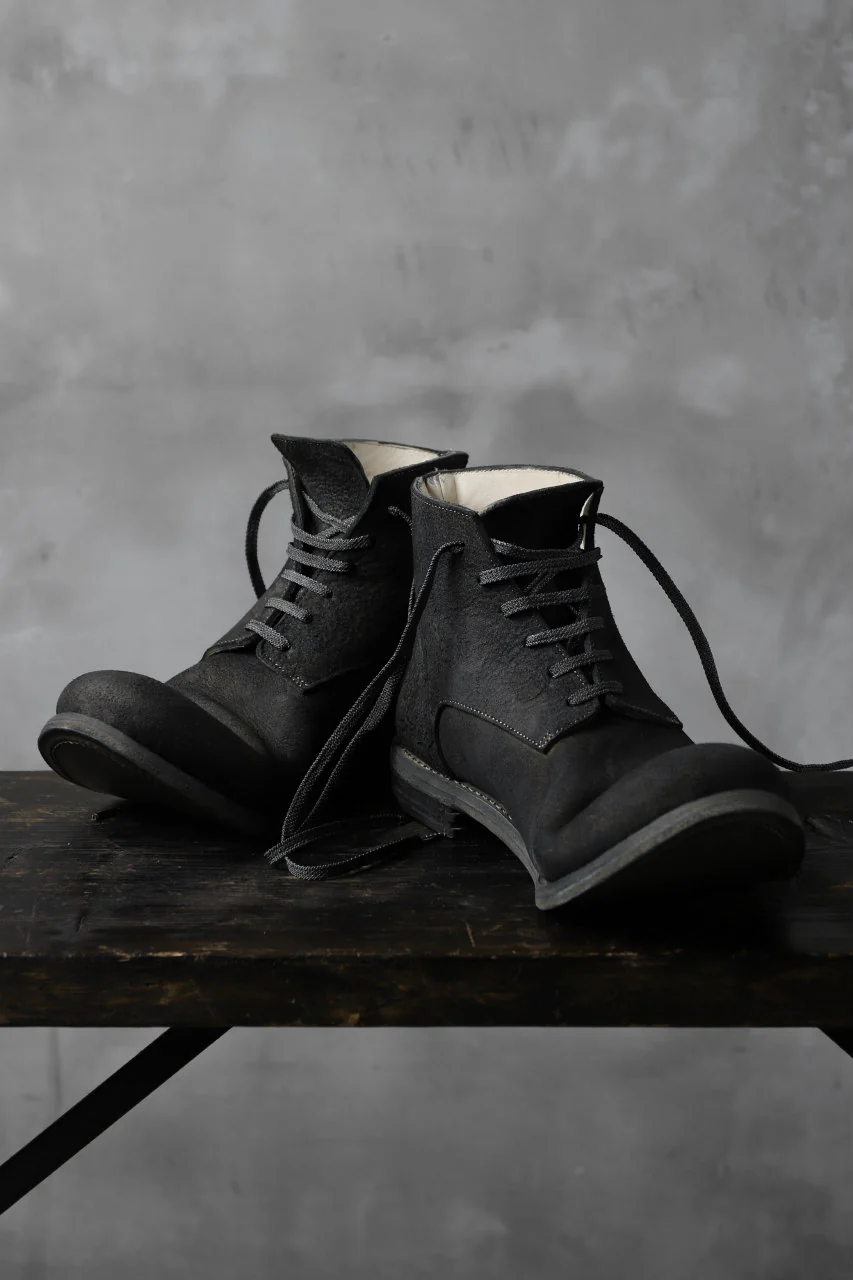 prtl "one make" Lace Up Boots (JAPAN Cow Reversed Leather / Hand Dyed BLACK) - Image 10
