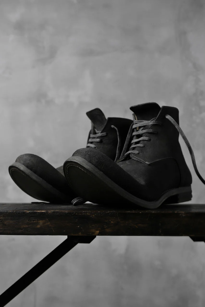 prtl "one make" Lace Up Boots (JAPAN Cow Reversed Leather / Hand Dyed BLACK) - Image 11