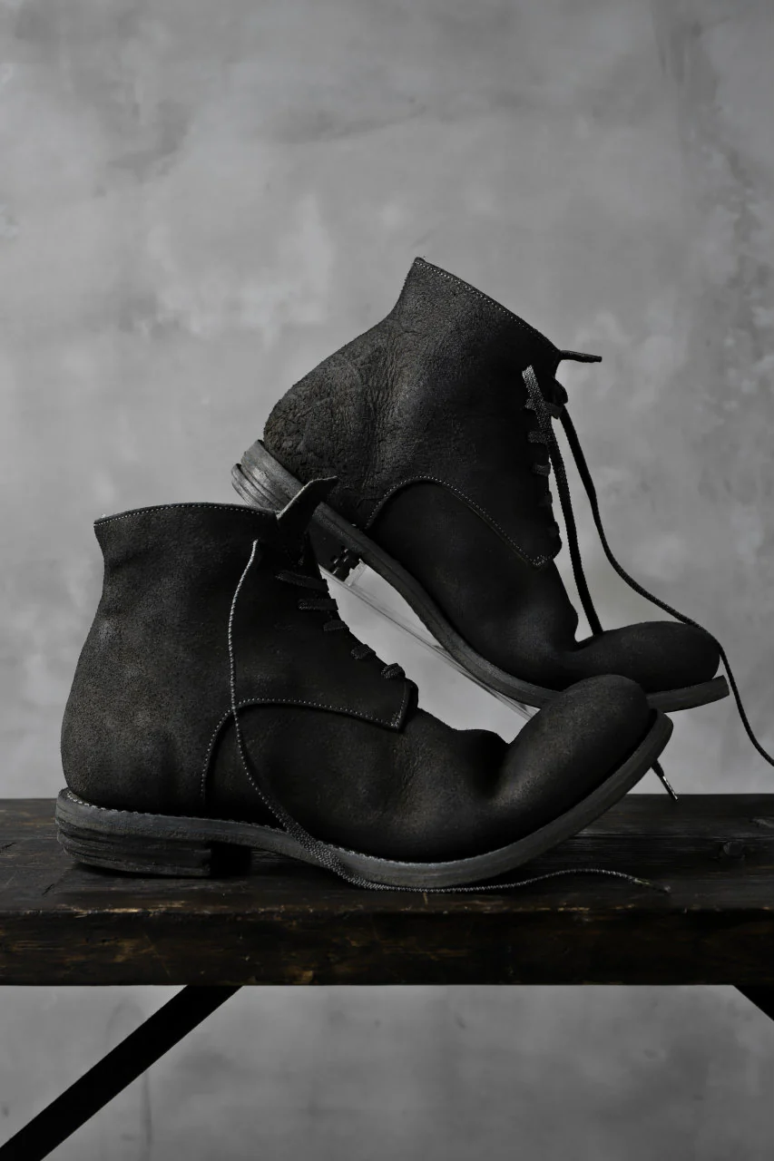 prtl "one make" Lace Up Boots (JAPAN Cow Reversed Leather / Hand Dyed BLACK) - Image 12