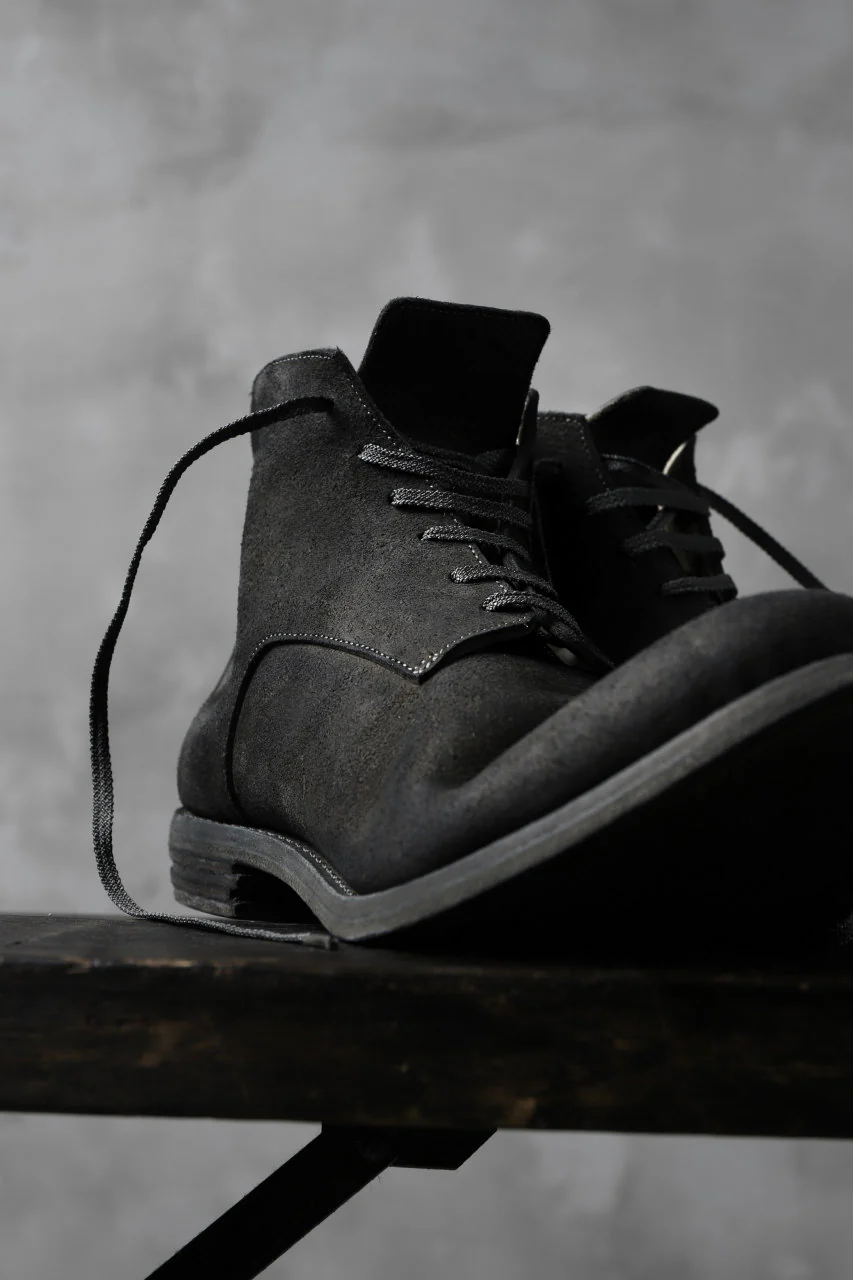 prtl "one make" Lace Up Boots (JAPAN Cow Reversed Leather / Hand Dyed BLACK) - Image 14