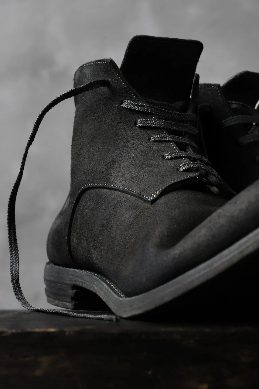 prtl "one make" Lace Up Boots (JAPAN Cow Reversed Leather / Hand Dyed BLACK) - Image 15