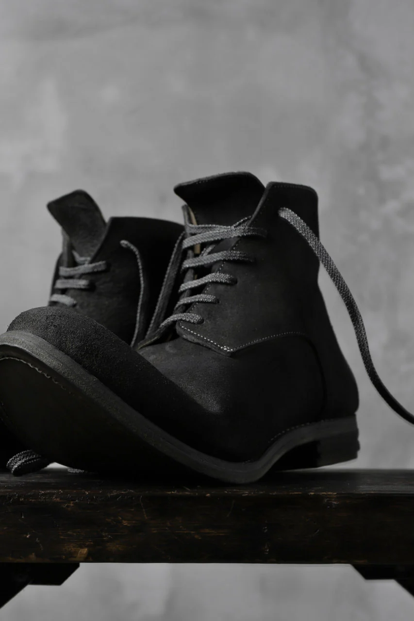 prtl "one make" Lace Up Boots (JAPAN Cow Reversed Leather / Hand Dyed BLACK) - Image 16