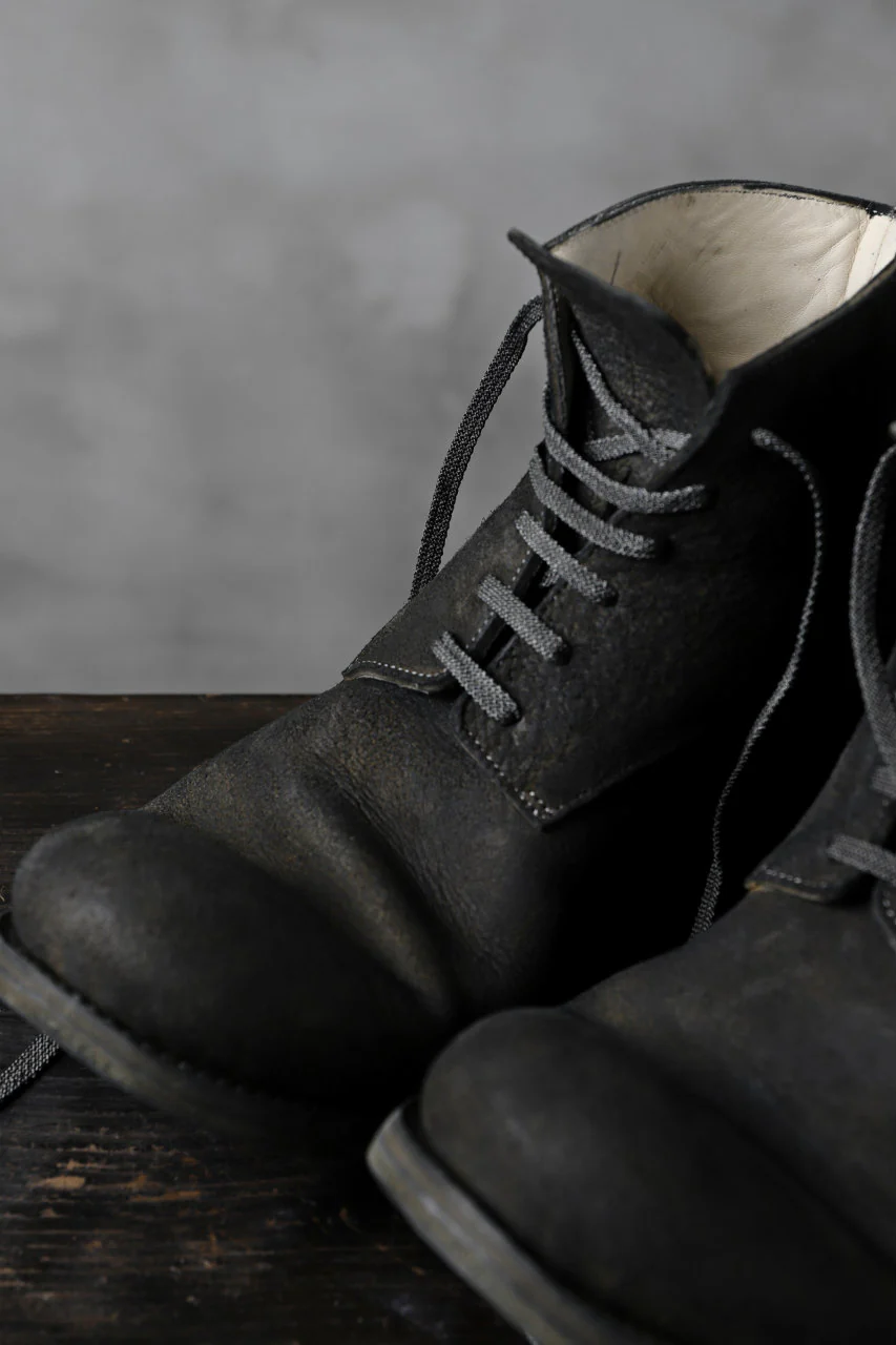prtl "one make" Lace Up Boots (JAPAN Cow Reversed Leather / Hand Dyed BLACK) - Image 20