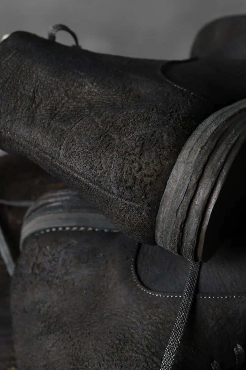 prtl "one make" Lace Up Boots (JAPAN Cow Reversed Leather / Hand Dyed BLACK) - Image 23