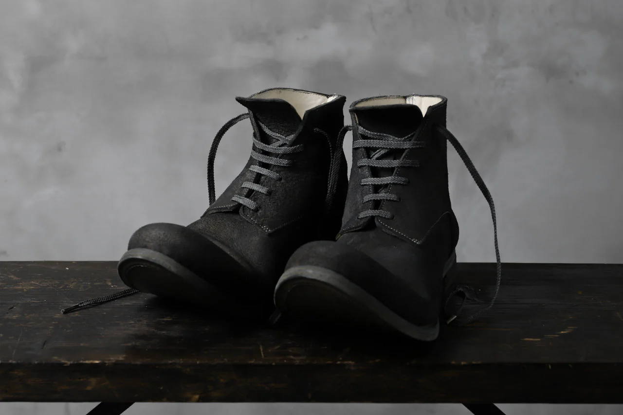 prtl "one make" Lace Up Boots (JAPAN Cow Reversed Leather / Hand Dyed BLACK) - Image 24