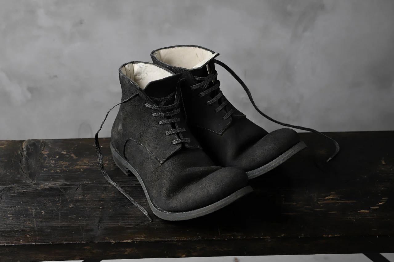 prtl "one make" Lace Up Boots (JAPAN Cow Reversed Leather / Hand Dyed BLACK) - Image 25