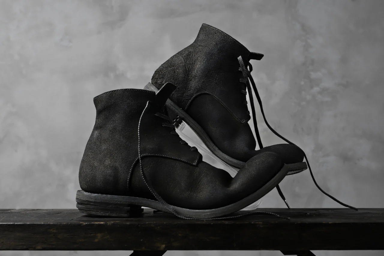 prtl "one make" Lace Up Boots (JAPAN Cow Reversed Leather / Hand Dyed BLACK) - Image 26