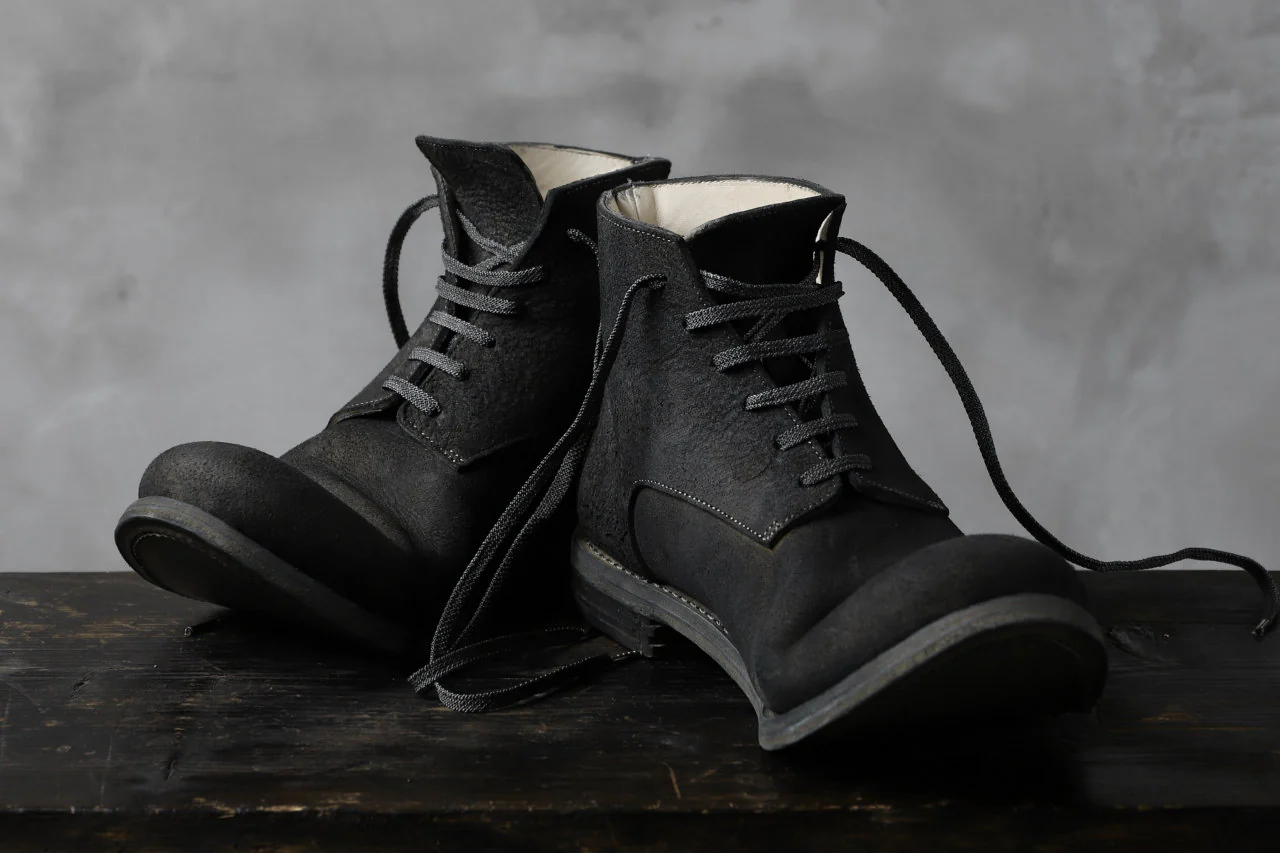 prtl "one make" Lace Up Boots (JAPAN Cow Reversed Leather / Hand Dyed BLACK) - Image 27