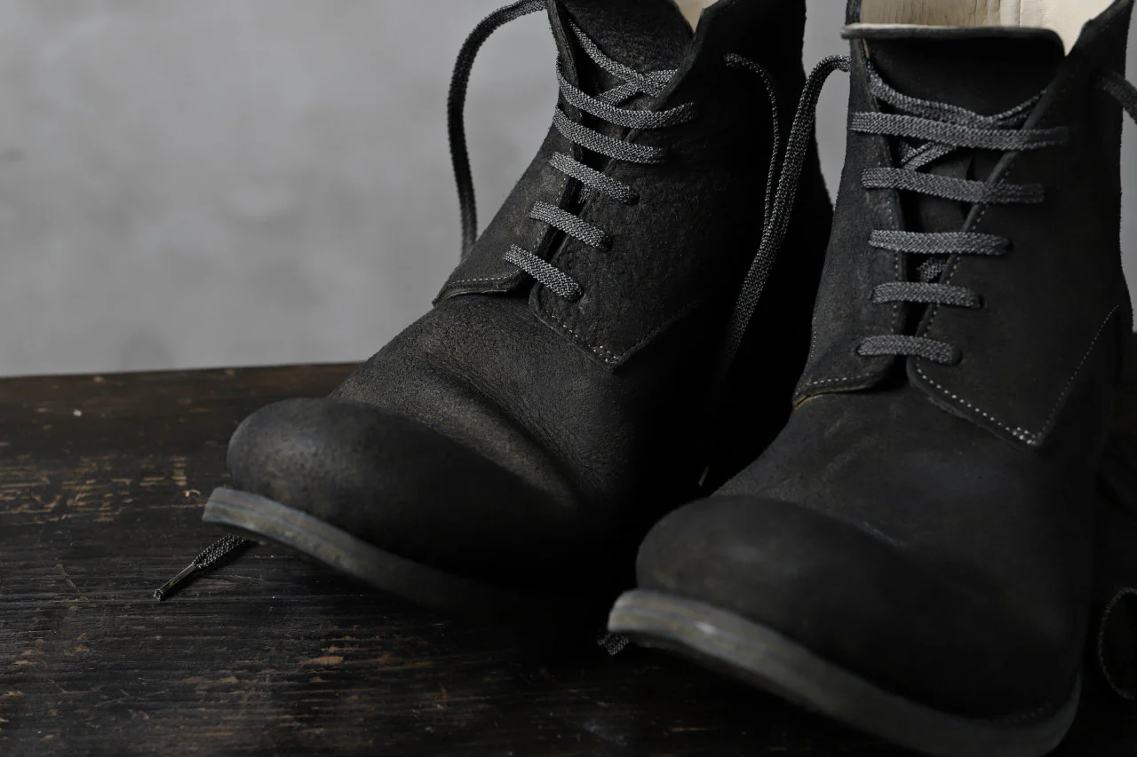 prtl "one make" Lace Up Boots (JAPAN Cow Reversed Leather / Hand Dyed BLACK) - Image 28