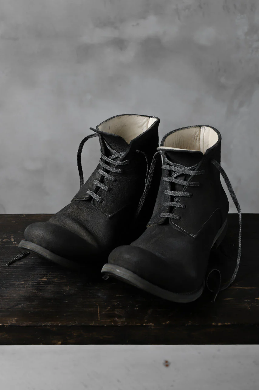 prtl "one make" Lace Up Boots (JAPAN Cow Reversed Leather / Hand Dyed BLACK) - Image 8