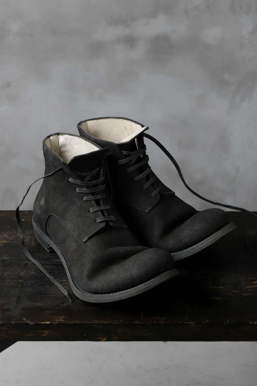 prtl "one make" Lace Up Boots (JAPAN Cow Reversed Leather / Hand Dyed BLACK) - Image 9