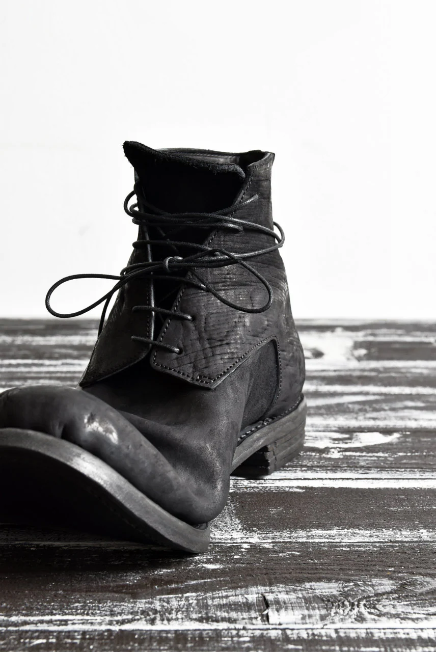 prtl x 4R4s exclusive 6Hole Laced Boots / CordovanSplit "No2-1" (BLACK) - Image 41