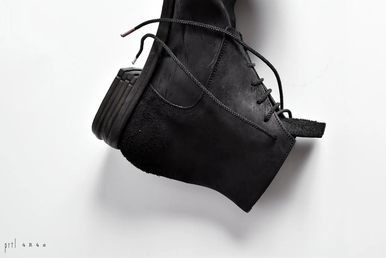 prtl x 4R4s exclusive 6Hole Laced Boots / CordovanSplit "No2-1" (BLACK) - Image 44