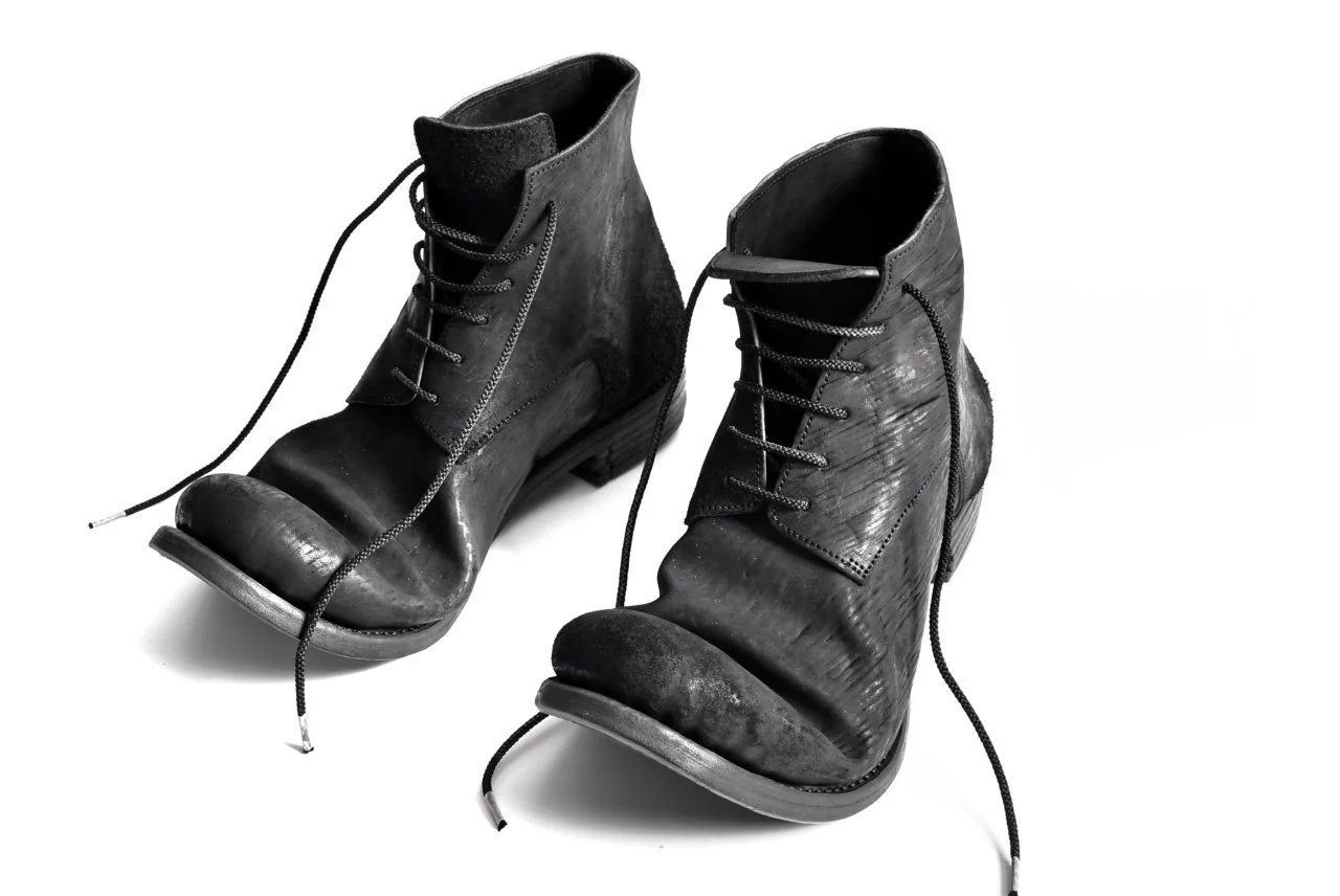 prtl x 4R4s exclusive 6Hole Laced Boots / CordovanSplit "No2-1" (BLACK) - Image 46